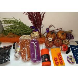 Lot of Halloween Wreath Making Supplies Craft Supply Pumpkin Ribbon Stencils New